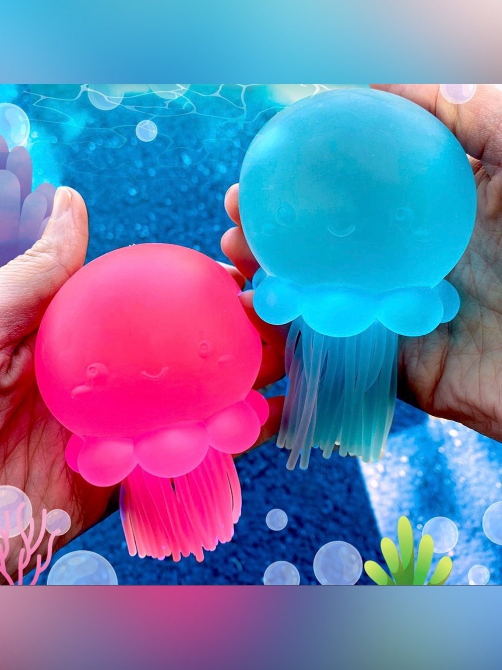 BLUE SUPER DUPER SUGAR SQUISHER Jellyfish with Invisible DNA balls